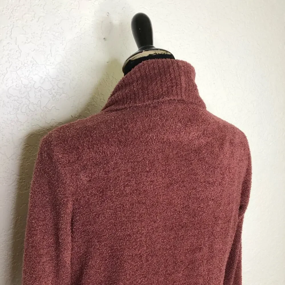 Barefoot Dreams CozyChic Lite maroon rust open front cardigan size Small